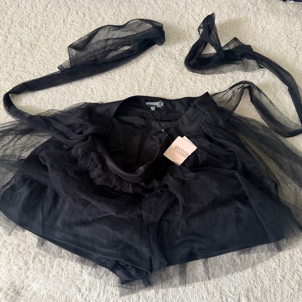 NWT Missguided Tulle Tie Front Floaty Shorts sz 6 - Picture 7 of 10